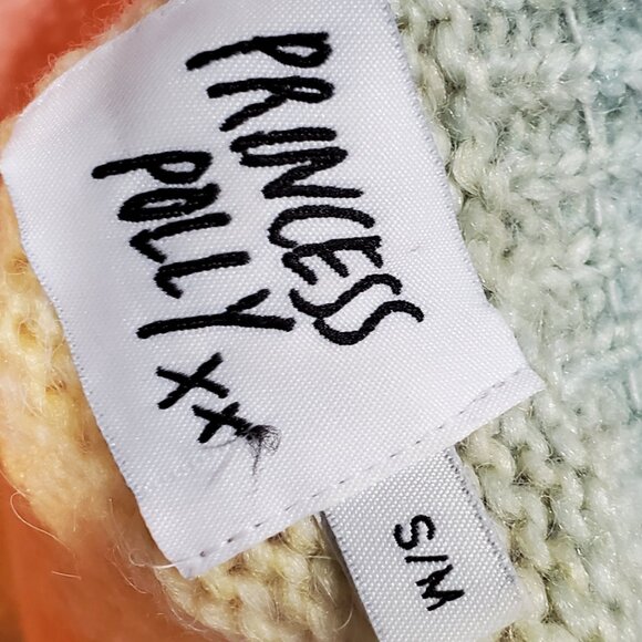 PRINCESS POLLY Rainbow Pastel Blair Halter Sweater Knit Mini Dress S/M - Picture 3 of 4